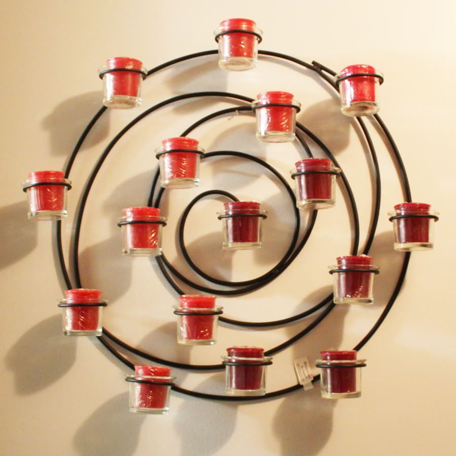 Metal Wall Spiral 16 GlassCup Votive Candle Holder 21''