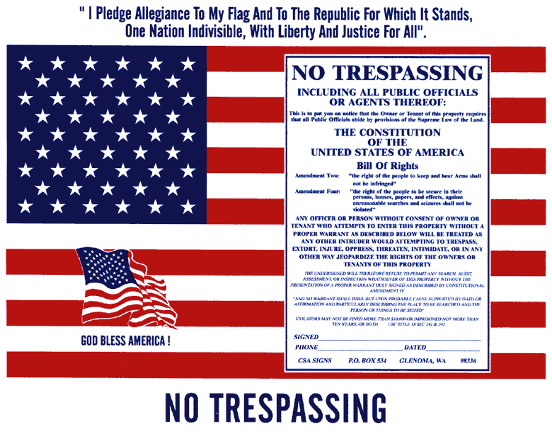 No Trespassing Federal Agents Constitution Violation Notice Postcard No Trespassing Federal Agents Constitution Violation Notice Postcard
