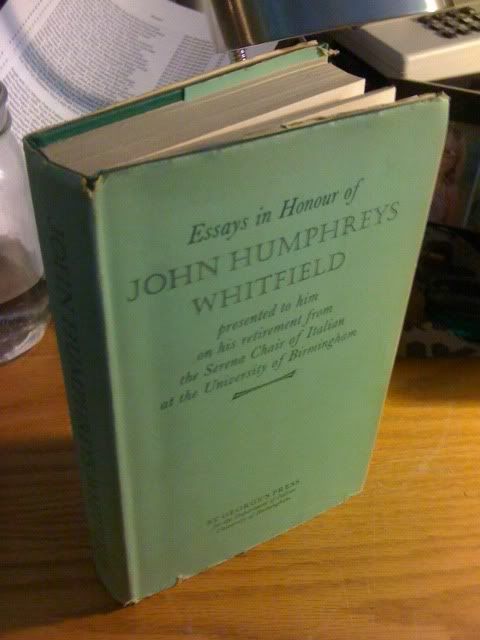 Image for Essays in honour of John Humphreys Whitfield: Presented to him on his retirement from the Serena Chair of Italian at the University of Birmingham
