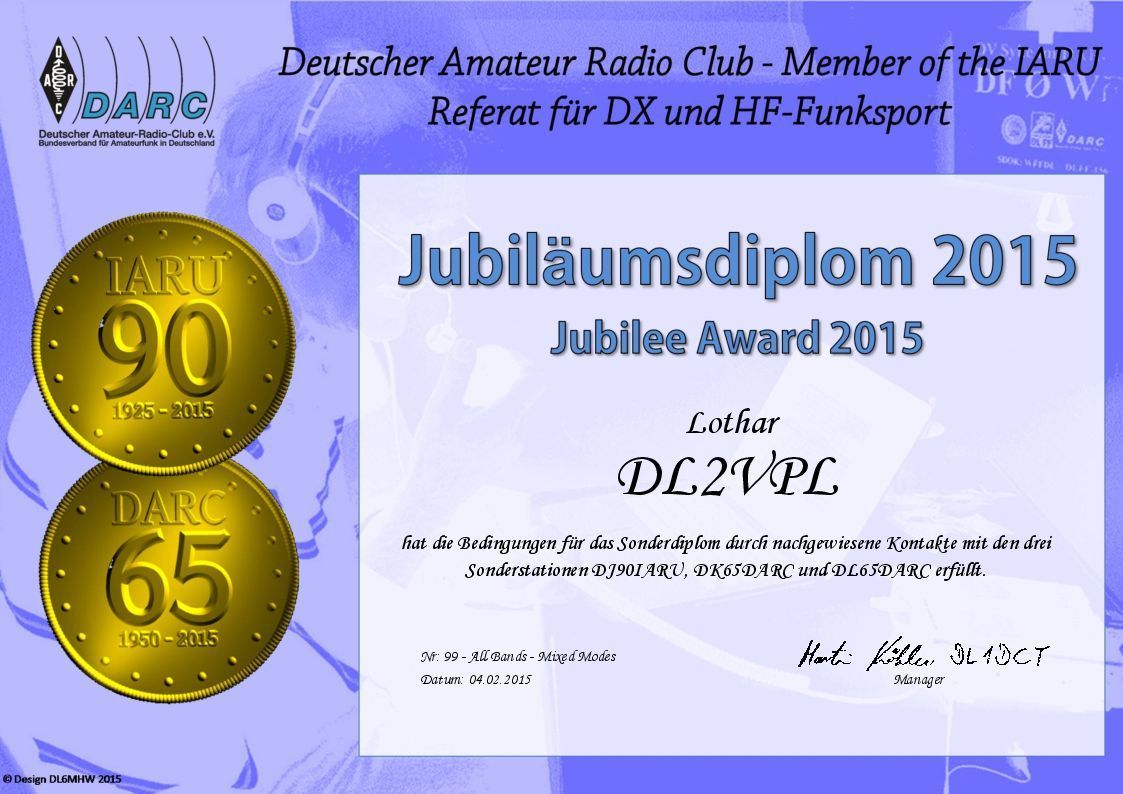 DARC Jubillaumlumsdiplom 2015
