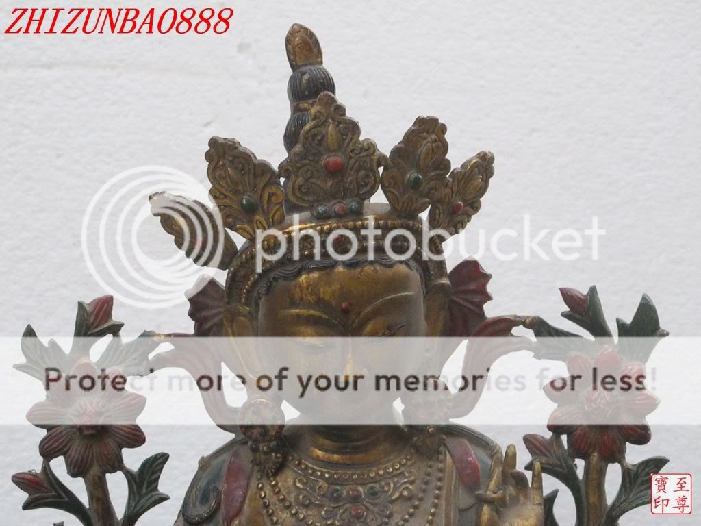 18Tibetan pure Bronze coloured decoration Green TaRa Quan yin Buddha 