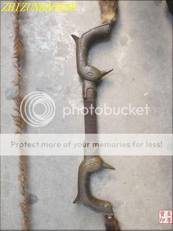51Tibetan ancient Bronze dragon & phoenix Treasure bow 18 Arms Wushu 