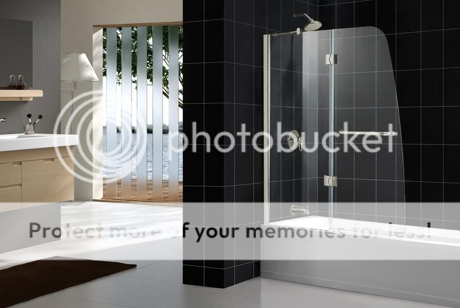   AQUA 48 X 58 FRAMELESS TUB SHOWER SHIELD DOOR 1/4 GLASS  