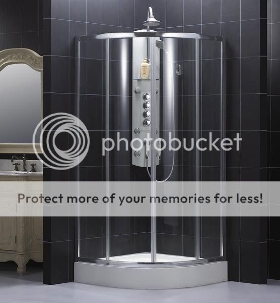   35 x 35   73 CORNER SHOWER ROUND SLIDING FRAMELESS ENCLOSURE  