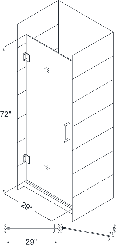   72 UNIDOOR 3/8 GLASS FRAMELESS PIVOT SHOWER DOOR CUSTOM SIZE  