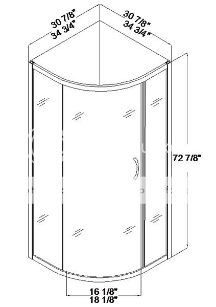 30 x 30 DREAMLINE SPARKLE 1/4 GLASS SLIDING ROUND CORNER SHOWER DOOR 