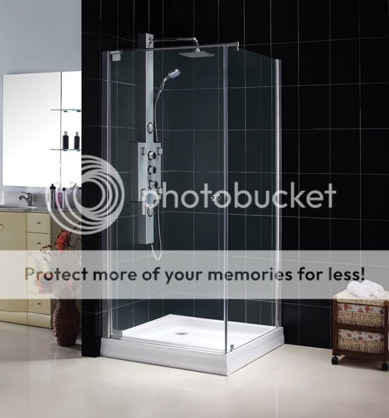   34 x 73 HIGH CORNER SHOWER SQUARE FRAMELESS ENCLOSURE PIVOT  