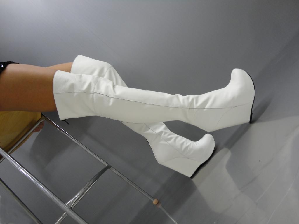 MORI WEDGES OVERKNEE PLATFORM BOOTS STIEFEL STIVALE BOTAS LEATHER WHITE BIANCO