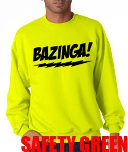 New BAZINGA The Big Bang Theory Crew Neck Sweat Shirt Sheldon Cooper 