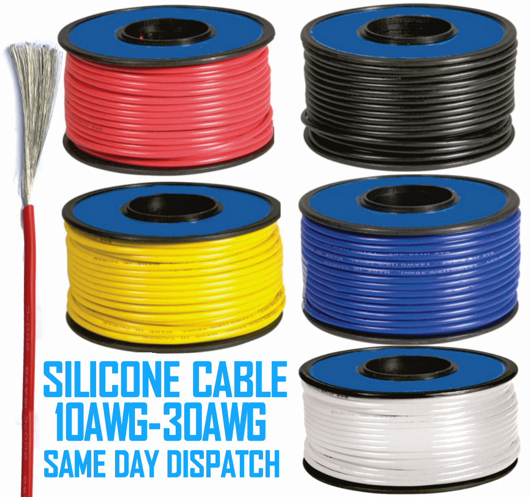 Flexible Soft Silicone Wire Cable 10/12/14/16/18/20/22/24/26/28/30 AWG ...