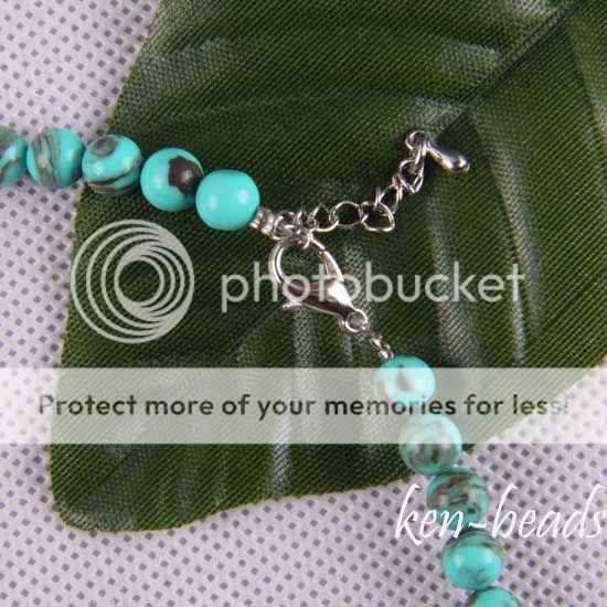 Pretty Turquoise Loose Beads Gemstone Necklace 18L F130  