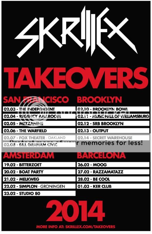 Skrillex Takeovers 2014 Tour List